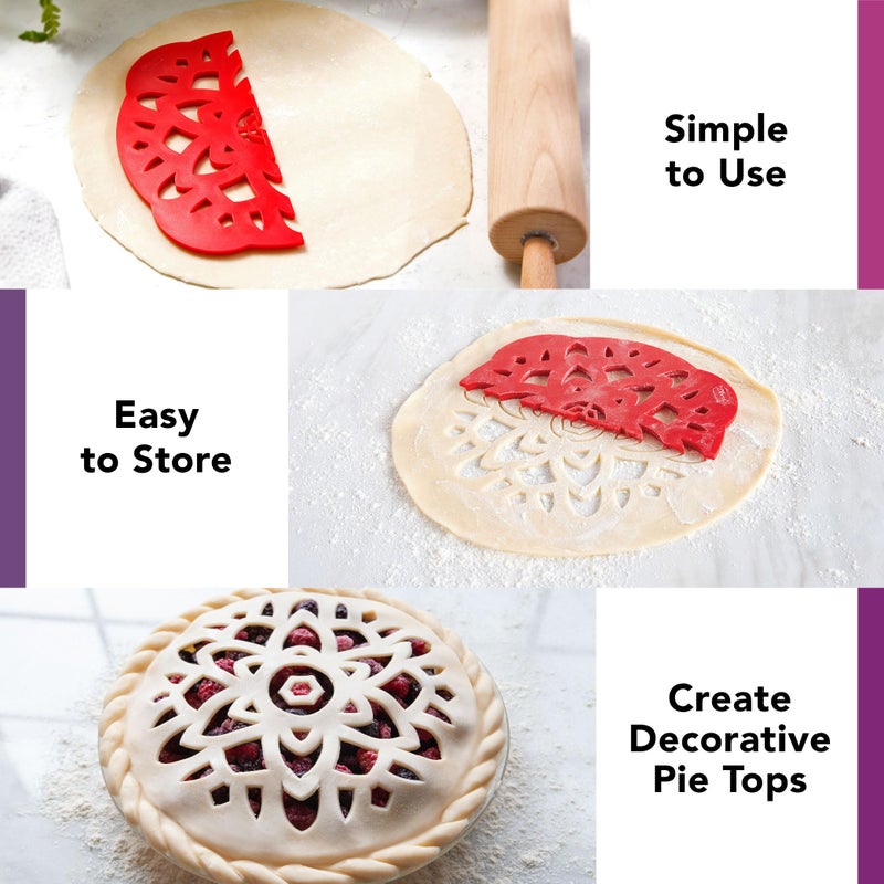 Talisman Designs Pie Top Cutter | 10-Inch | Red | Pie Crust Cutter | Pie Decorating Tools | Pie Pastry Baking Accessories | Stencil Crust Cutout - Image 4